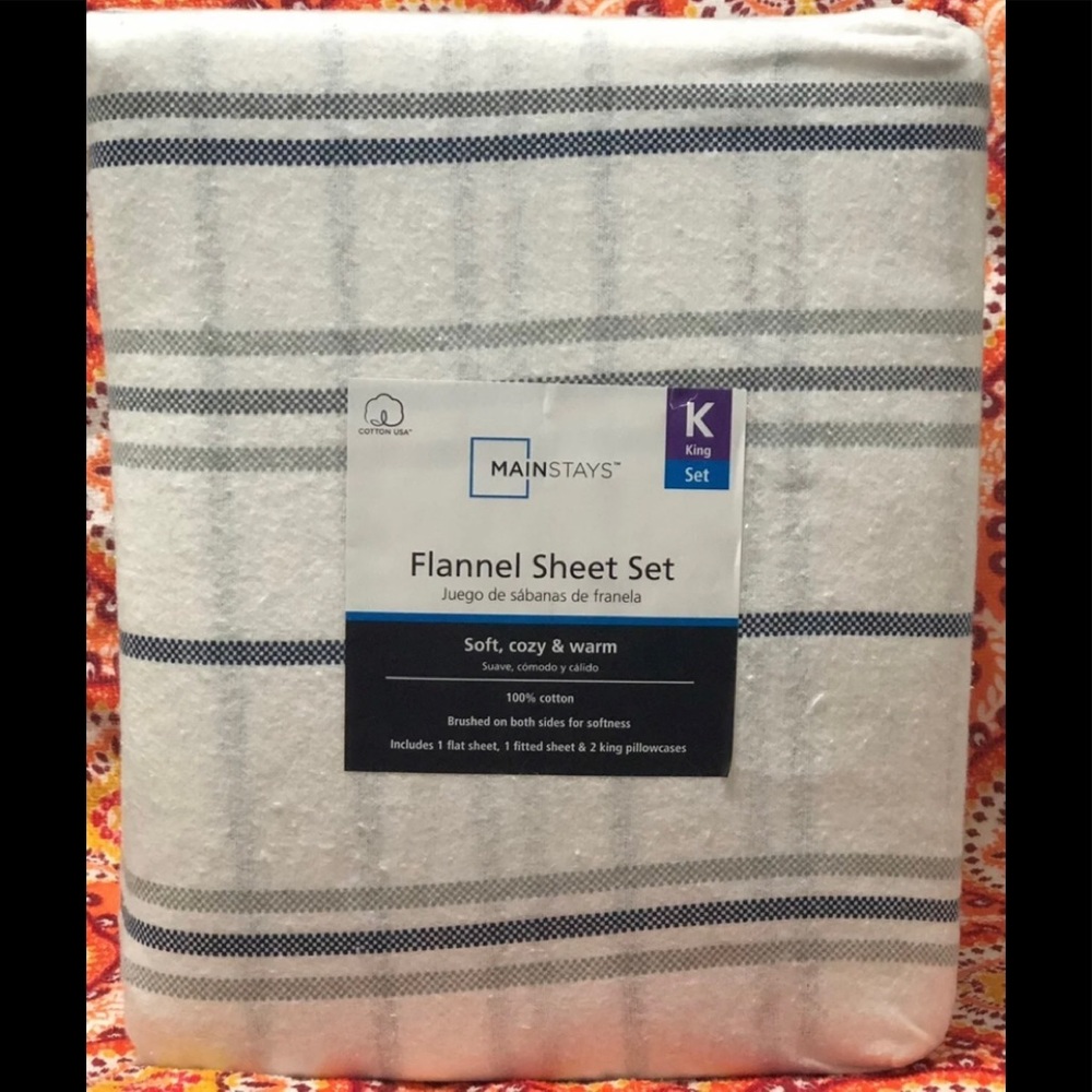 Mainstays King size blue stripes soft cozy warm 4pcs sheet set King size